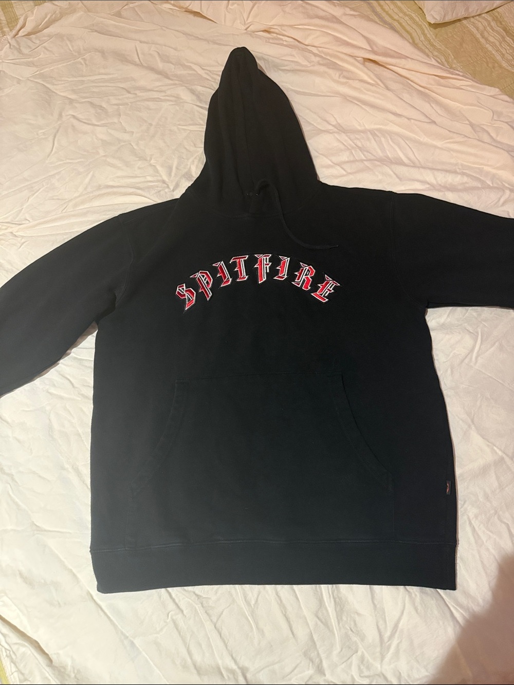 Spitfire Black Hoodie with Red Lettering